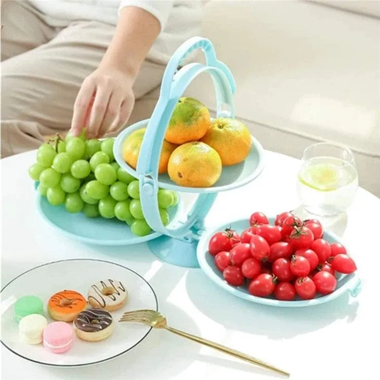 3 in 1 Folding Plastic Fruit Plates Snack Plate