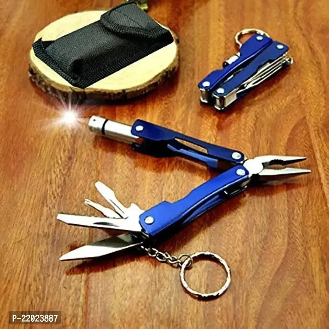 9 in 1 MultiFunctional Hand Piler Tool Traveling Tool Keychain, Micro Pliers Multi function Multi Utility Plier with Built in LED Flash Light
