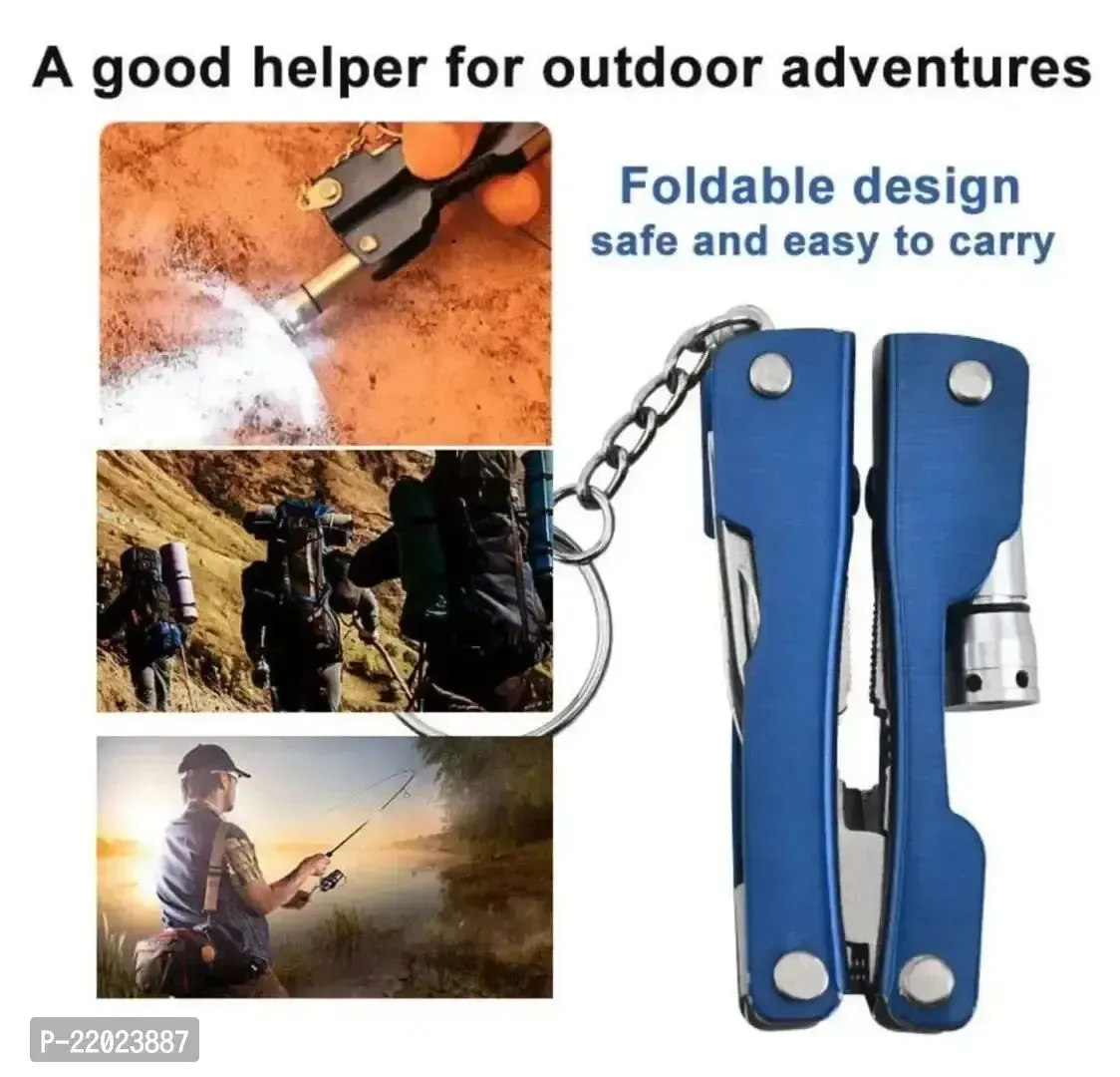 9 in 1 MultiFunctional Hand Piler Tool Traveling Tool Keychain, Micro Pliers Multi function Multi Utility Plier with Built in LED Flash Light