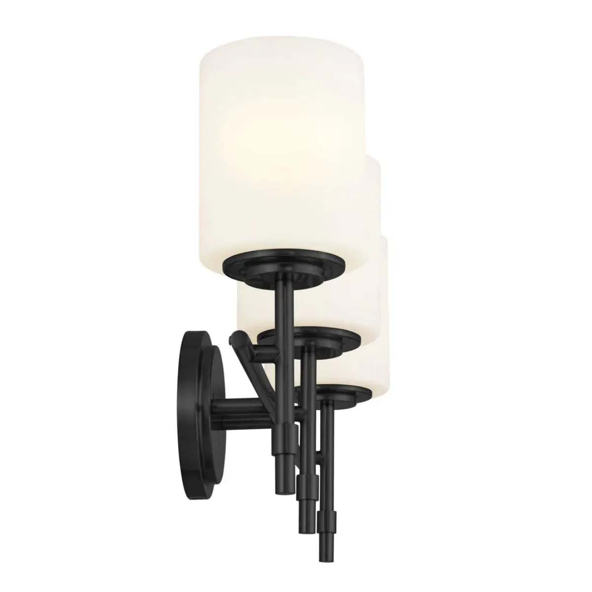 Ali 23 In 3-Lights Bathroom Vanity Light With Satin Etched Cased Opal, Black Finish