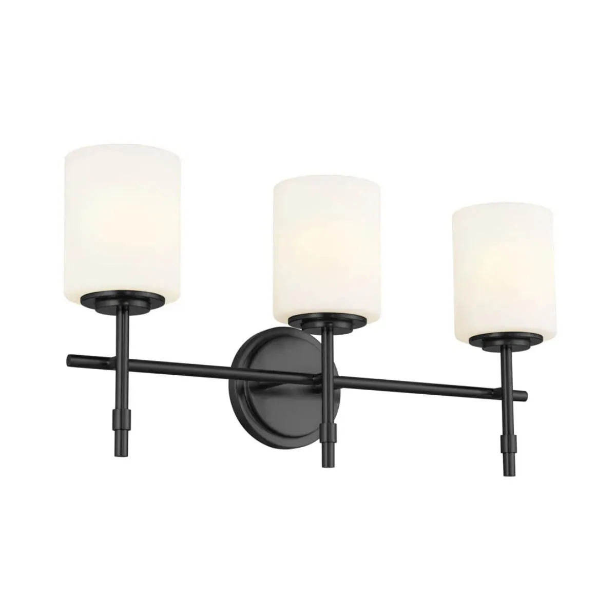 Ali 23 In 3-Lights Bathroom Vanity Light With Satin Etched Cased Opal, Black Finish