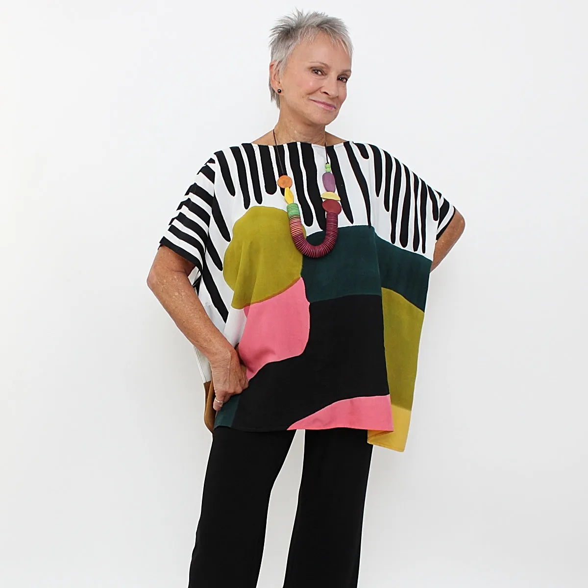 Artful Motif Multi-Color Blouse