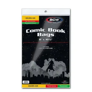BCW Resealable Golden Comic Bags - Thick (Pack Of 100)