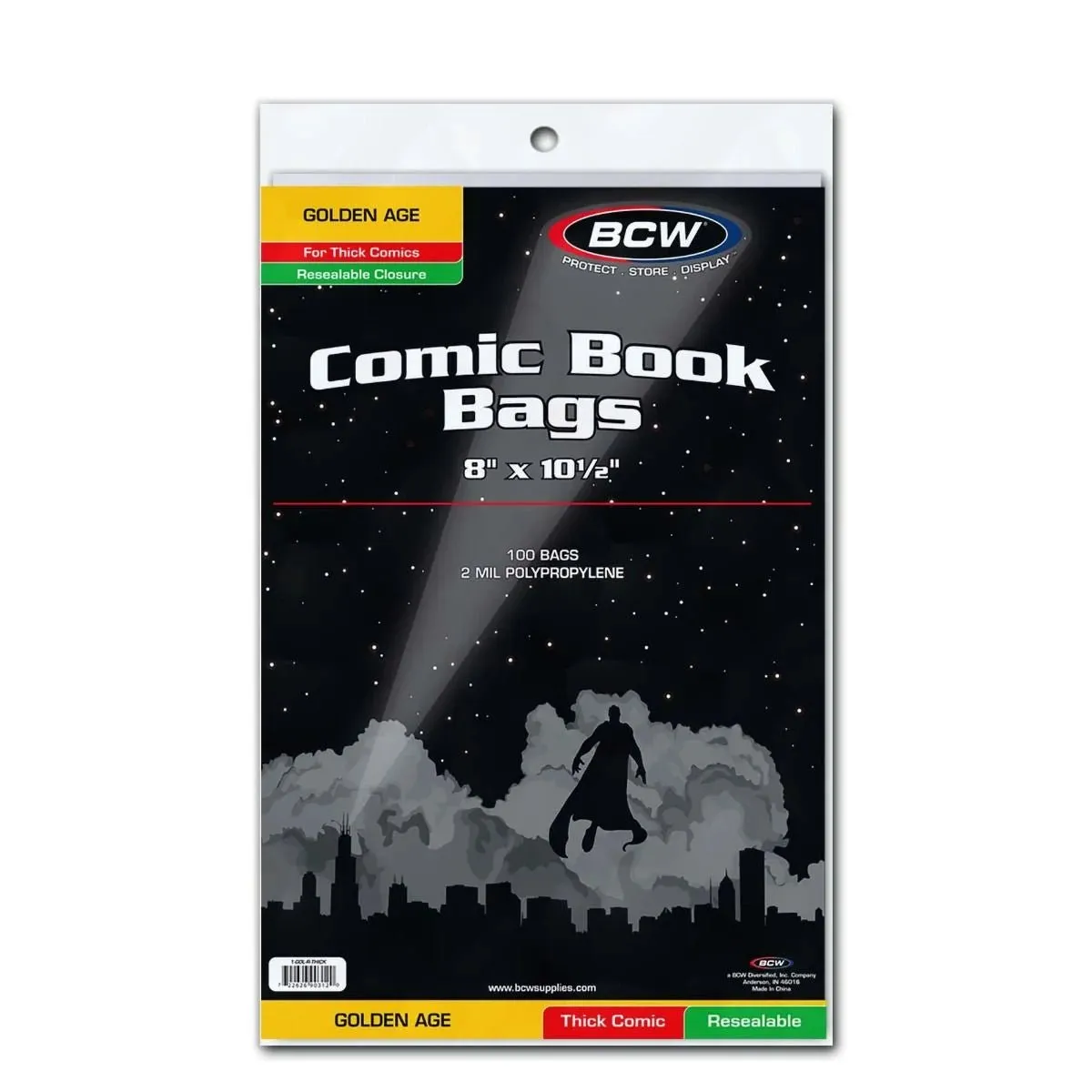 BCW Resealable Golden Comic Bags - Thick (Pack Of 100)