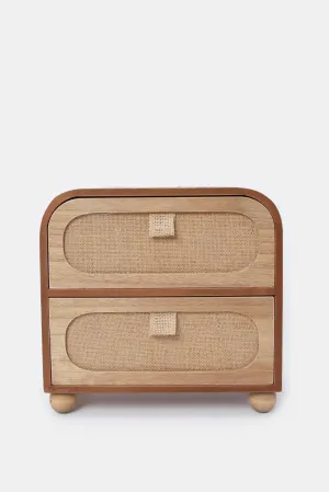 Beige Wooden 2Tier Multiutility Box
