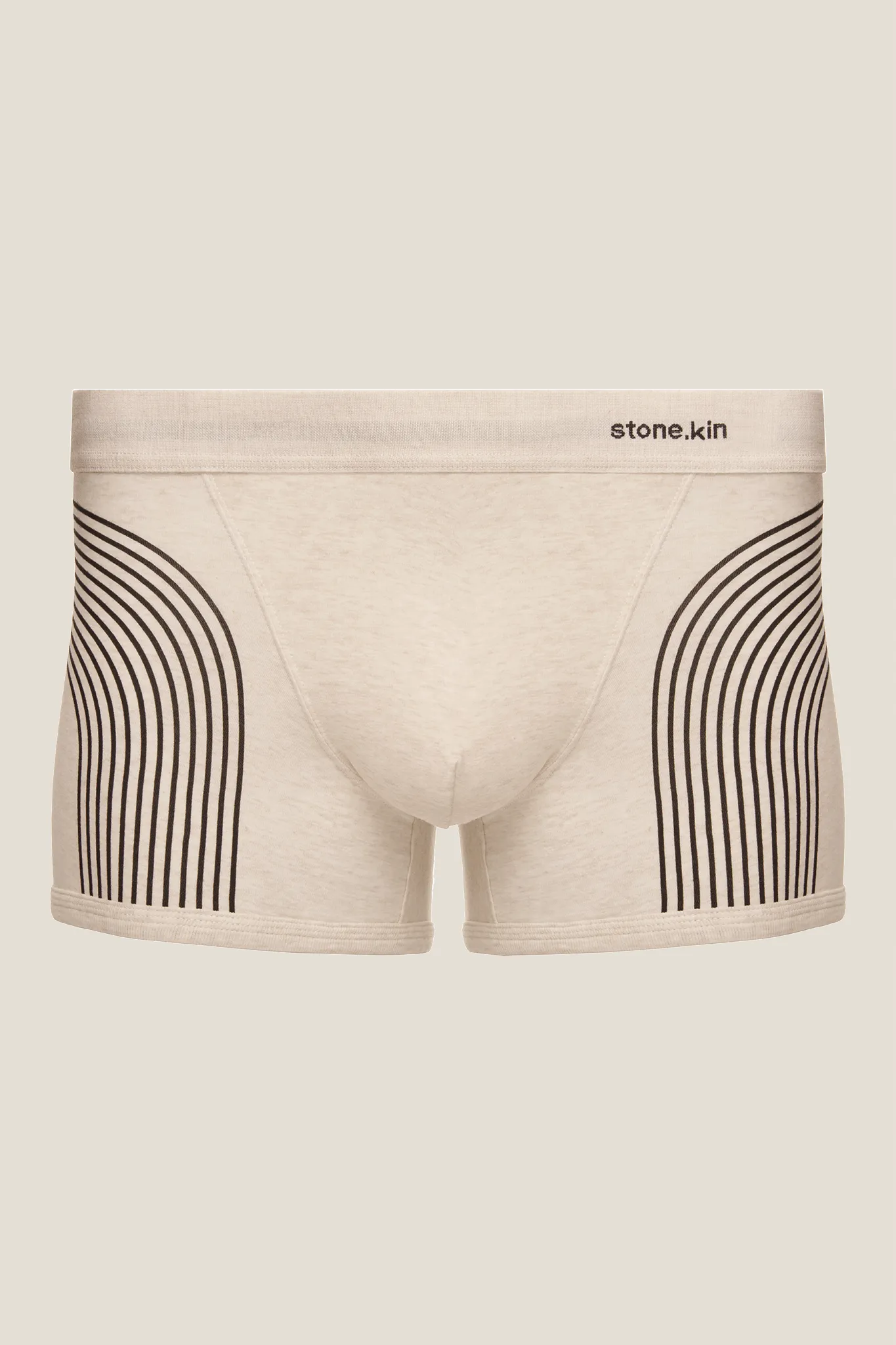 Boxer Brief in Organic Cotton - Bone with Lines