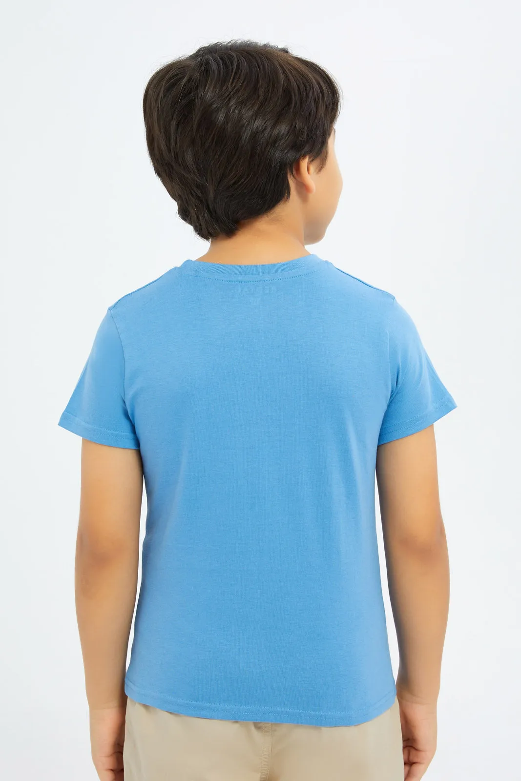 Boys White And Blue Space Print T-Shirt Set (2 Piece)