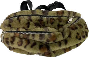 Brown Faux Fur Leopard Print Bum Bag One Size