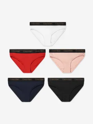 Calvin Klein Girls 5 Pack Bikini Briefs Set in Red