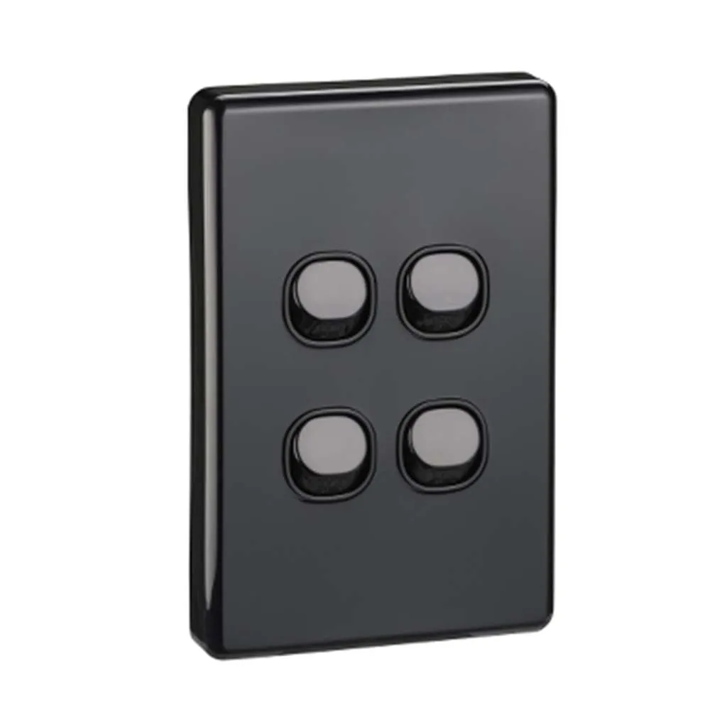 Classic 4 Gang Switch 10A Matt Black