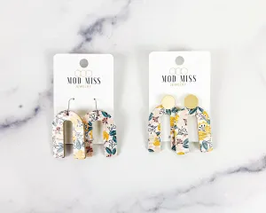 Cork Leather Arch Earring "Yellow Fantasy"