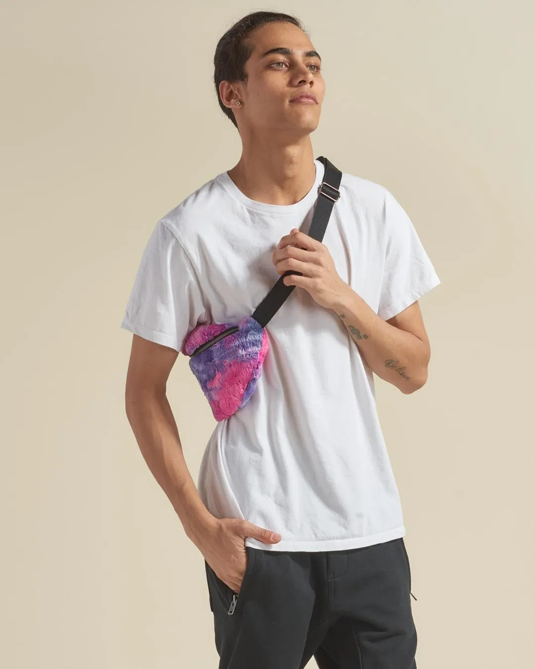 Cotton Candy Kitty ULTRA SOFT Faux Fur Fanny Pack