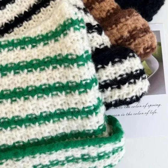 Custom Little Devil Striped Knitted Wool Hat