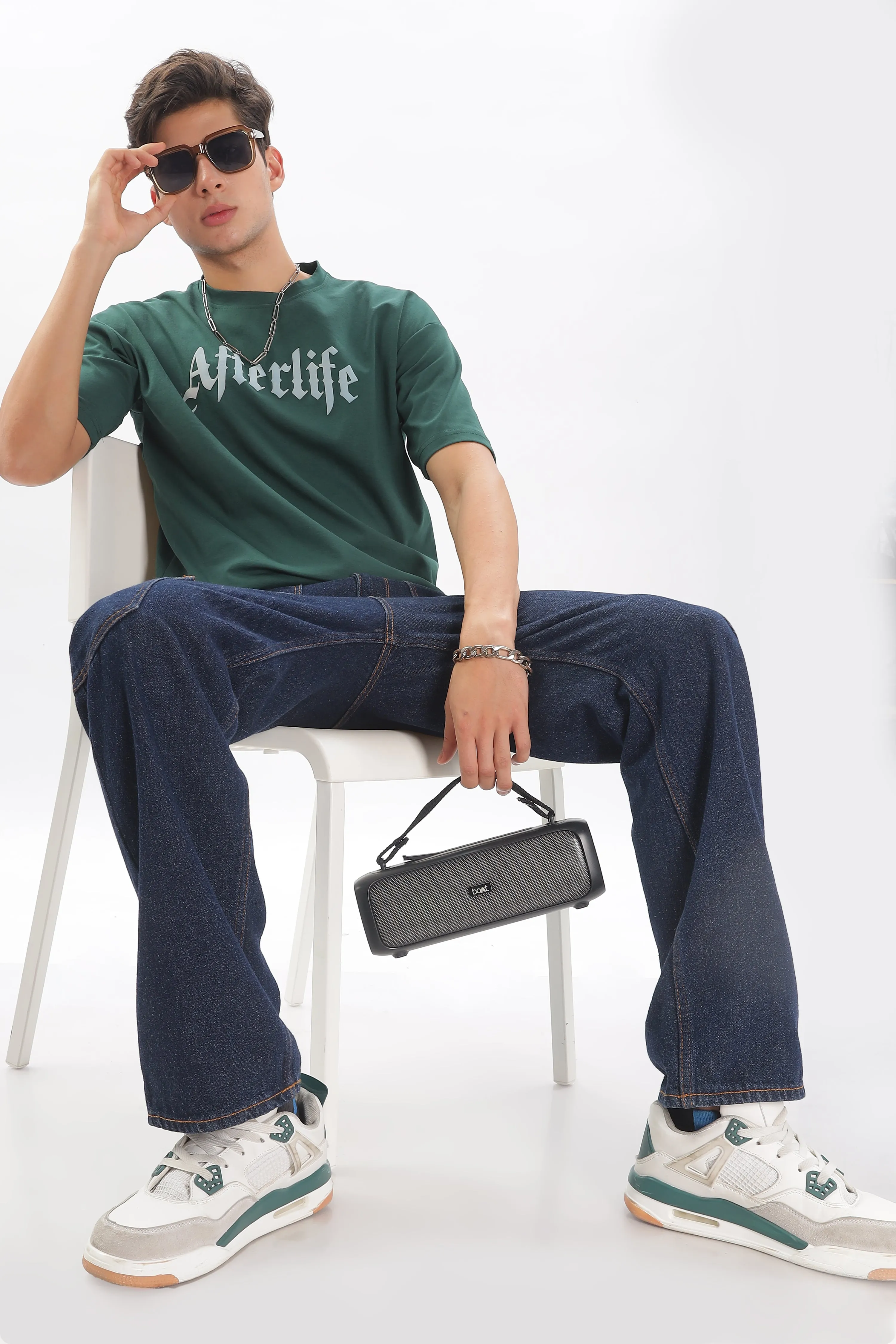 Dark Green Drop Shoulder T-Shirt