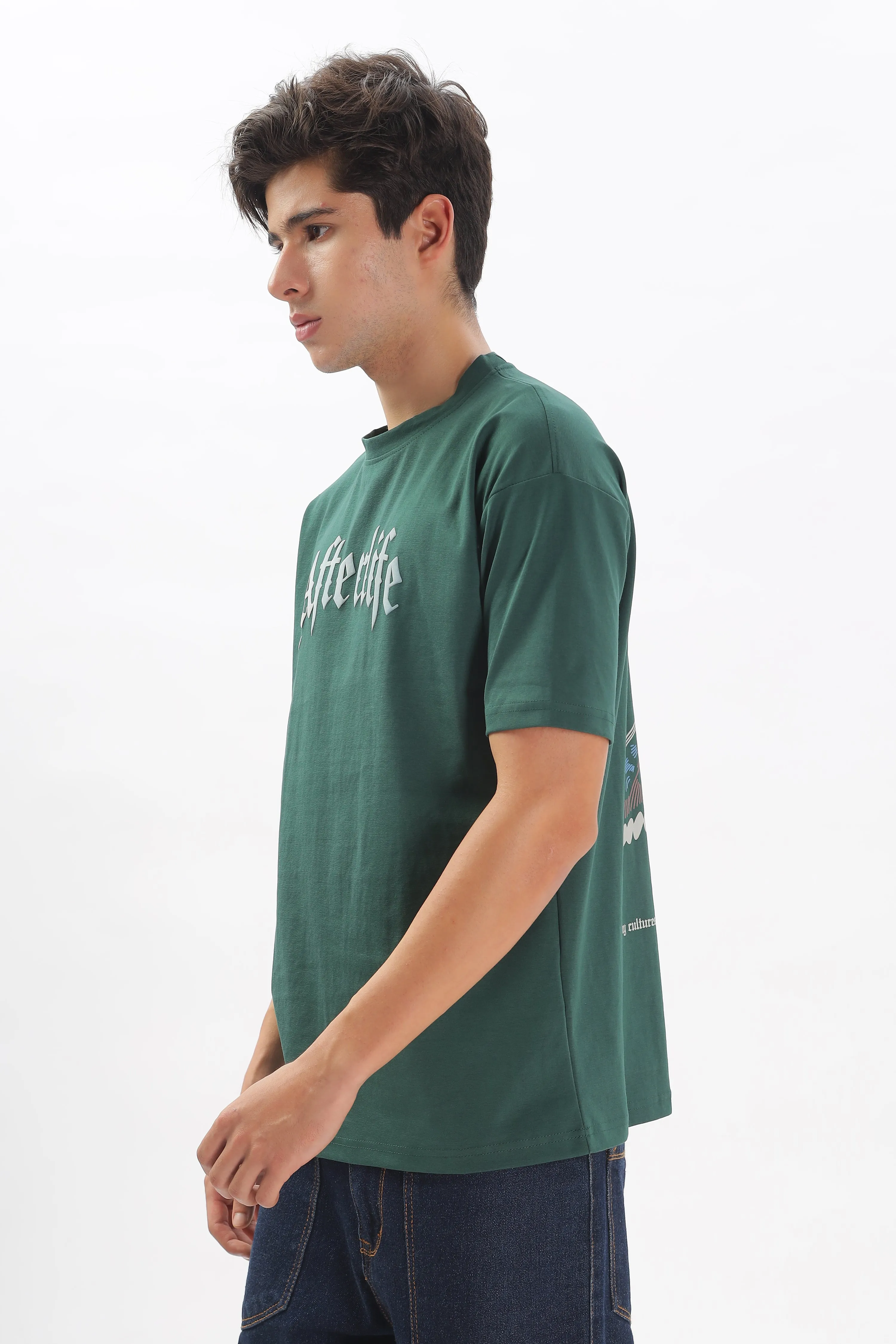Dark Green Drop Shoulder T-Shirt