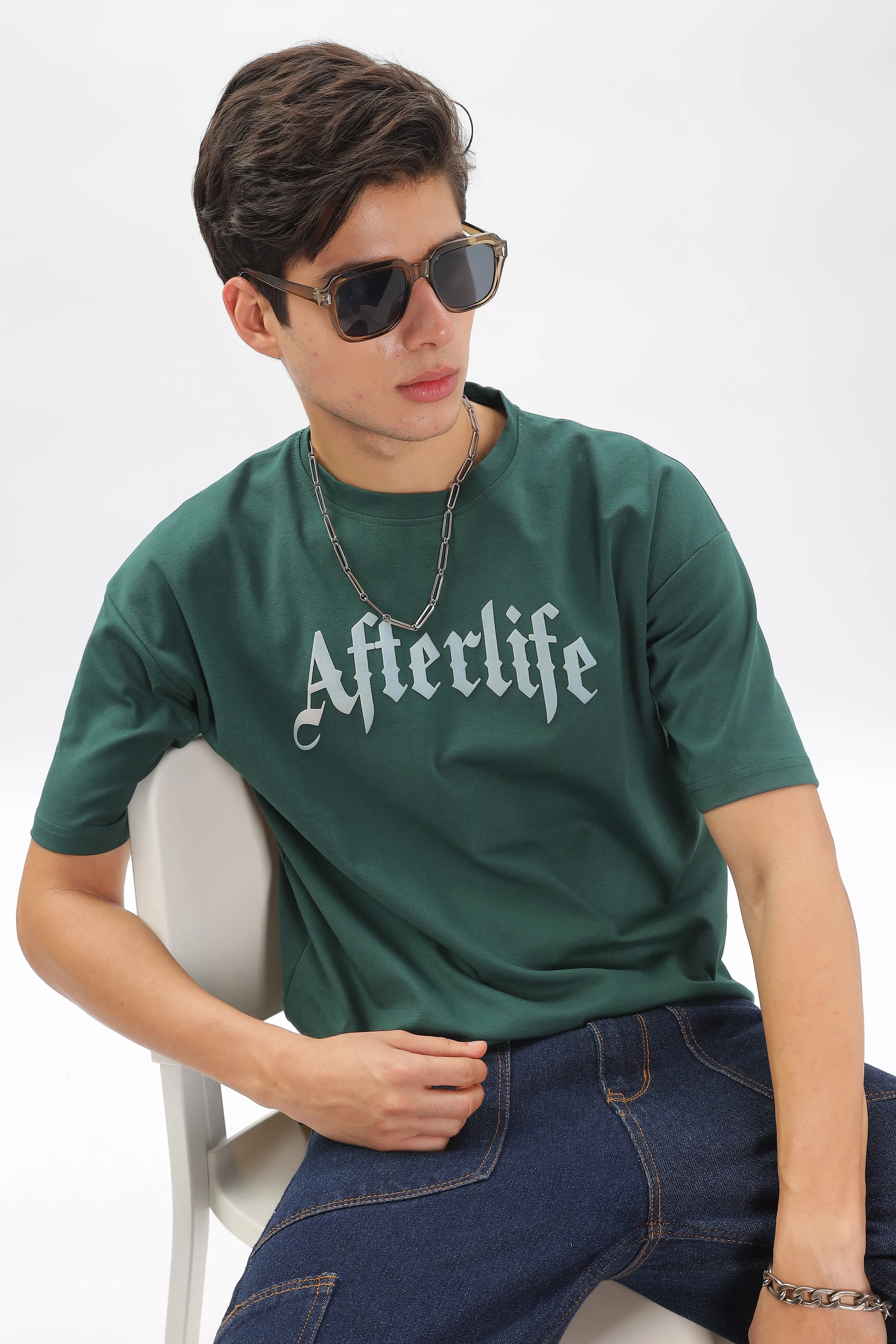 Dark Green Drop Shoulder T-Shirt