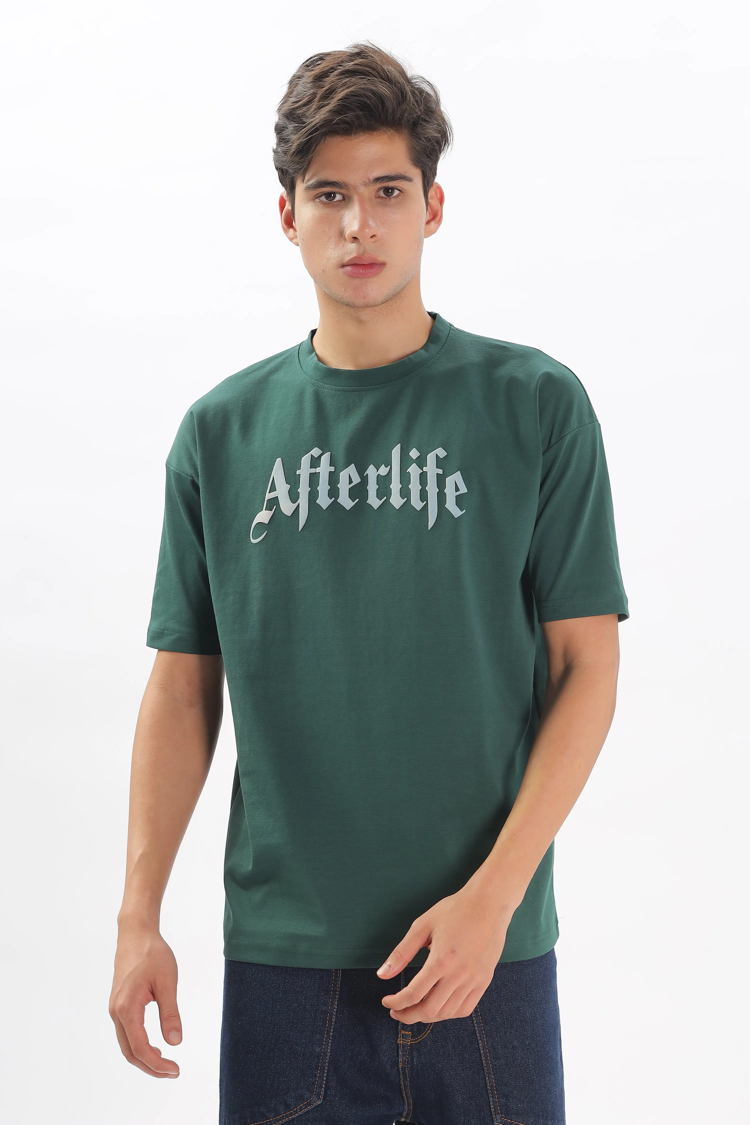 Dark Green Drop Shoulder T-Shirt