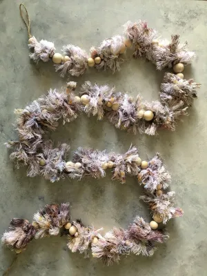 Dyed Rope and Wood Bead Garland
