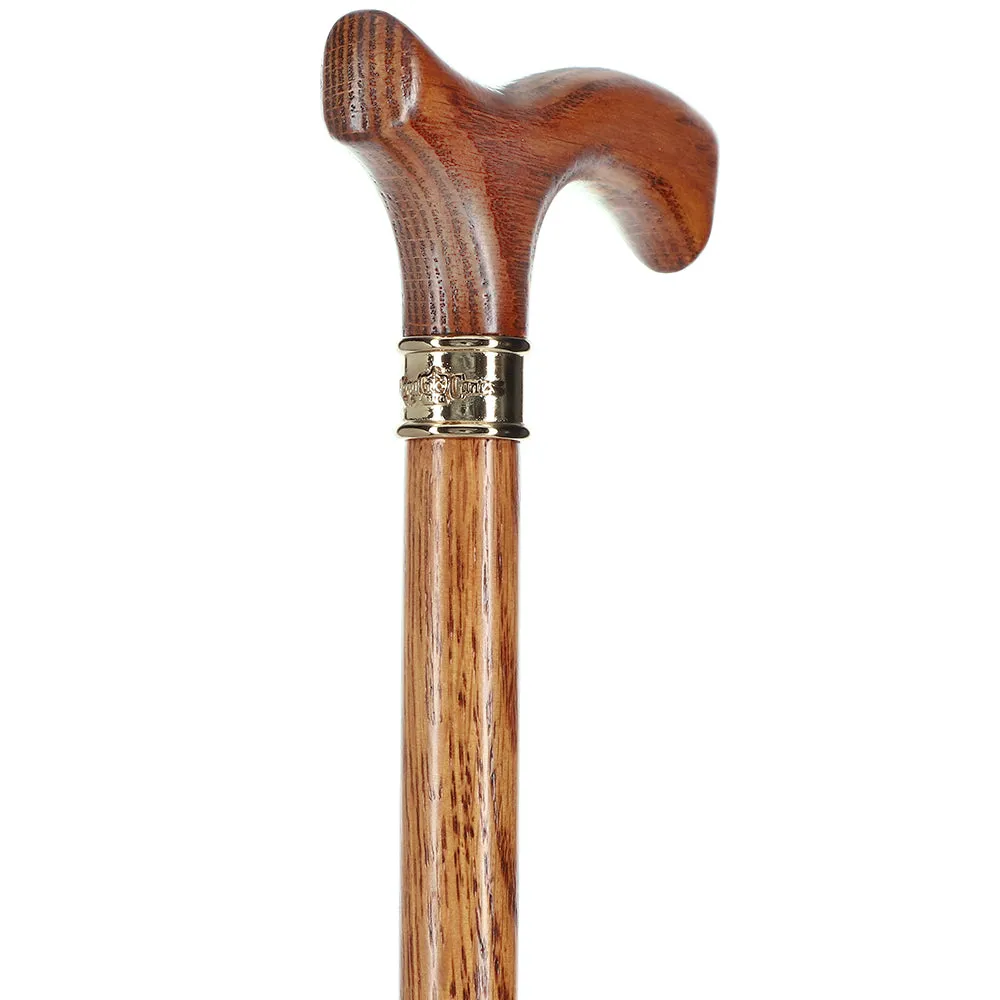 Elegant Fritz Oak Cane w/ Embossed Brass Collar