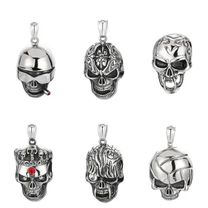 Extravagant Skull Mask Pendant - Vintage Zircon-Set Titanium Steel Ghost Head Necklace for Men