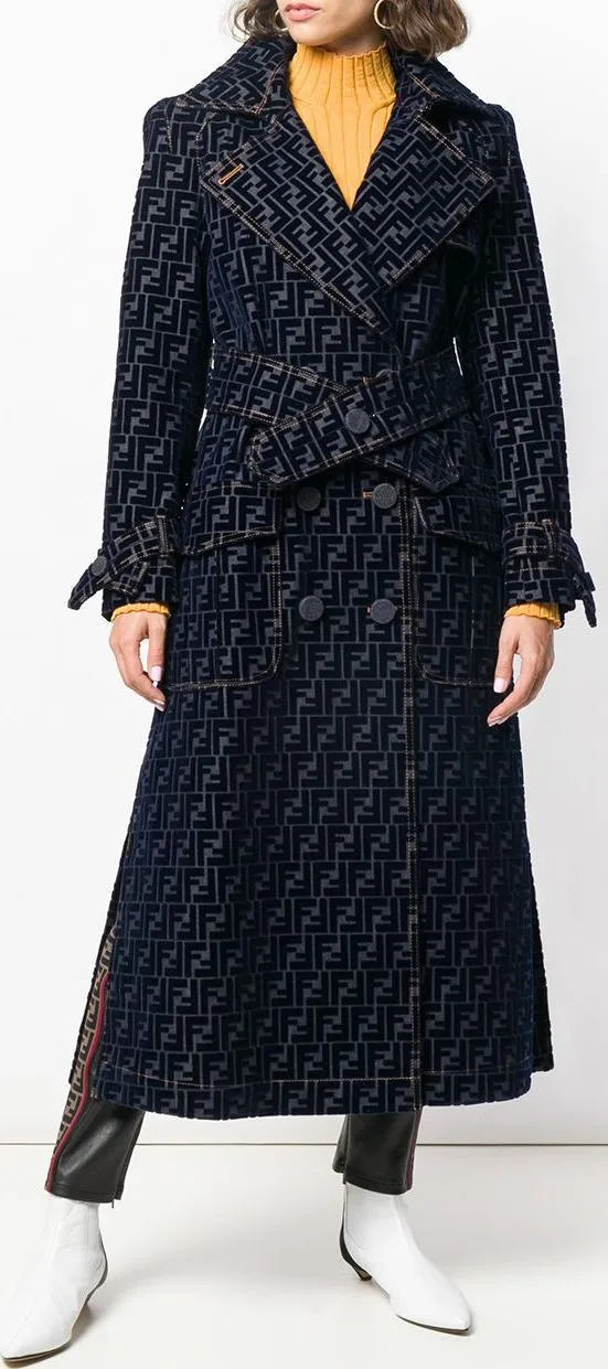 FF Motif Trench-Style Coat