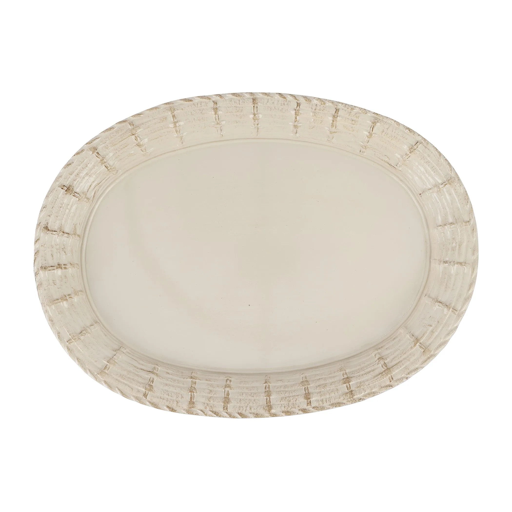 Florentine Wooden Accessories Taupe Basketweave Large Oval Tray