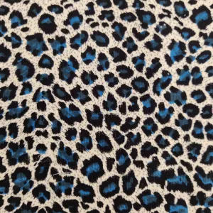 FS812_3 Leopard Spots Cord Cotton Fabric Turquoise