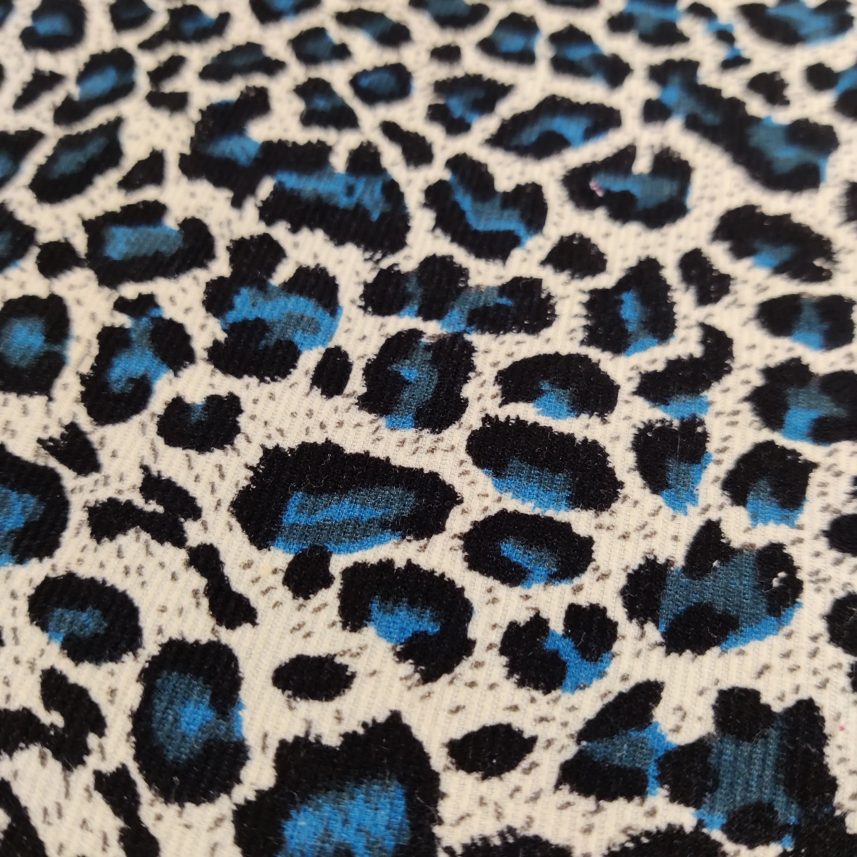 FS812_3 Leopard Spots Cord Cotton Fabric Turquoise