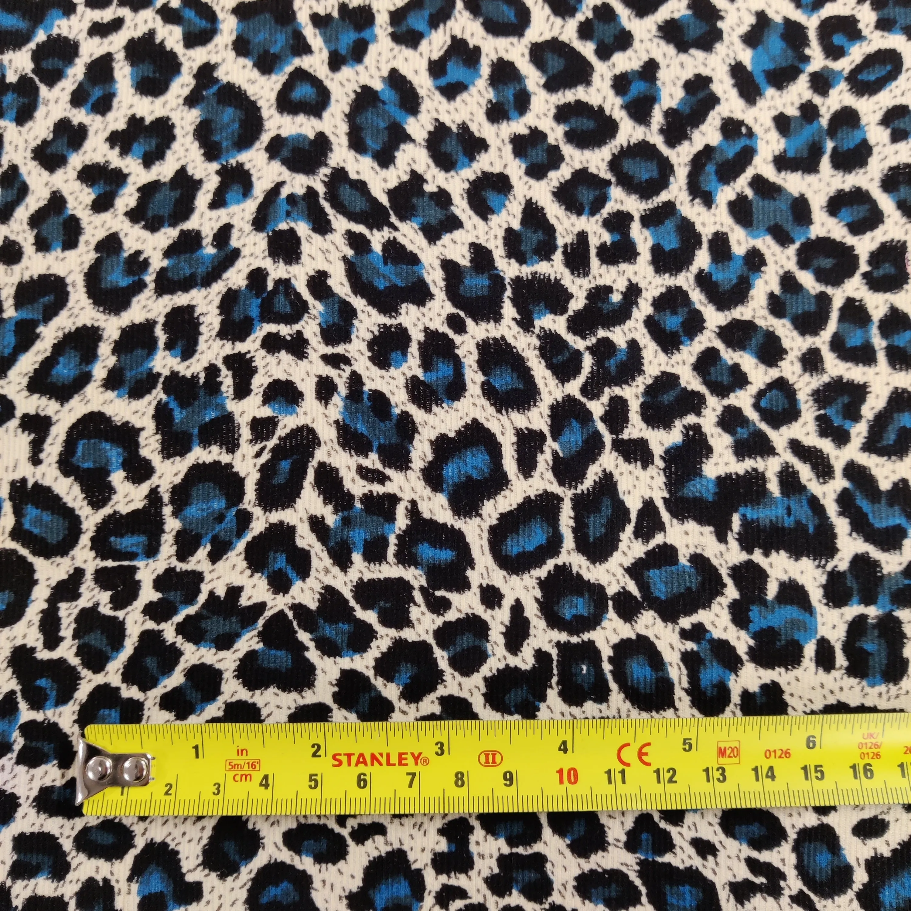 FS812_3 Leopard Spots Cord Cotton Fabric Turquoise
