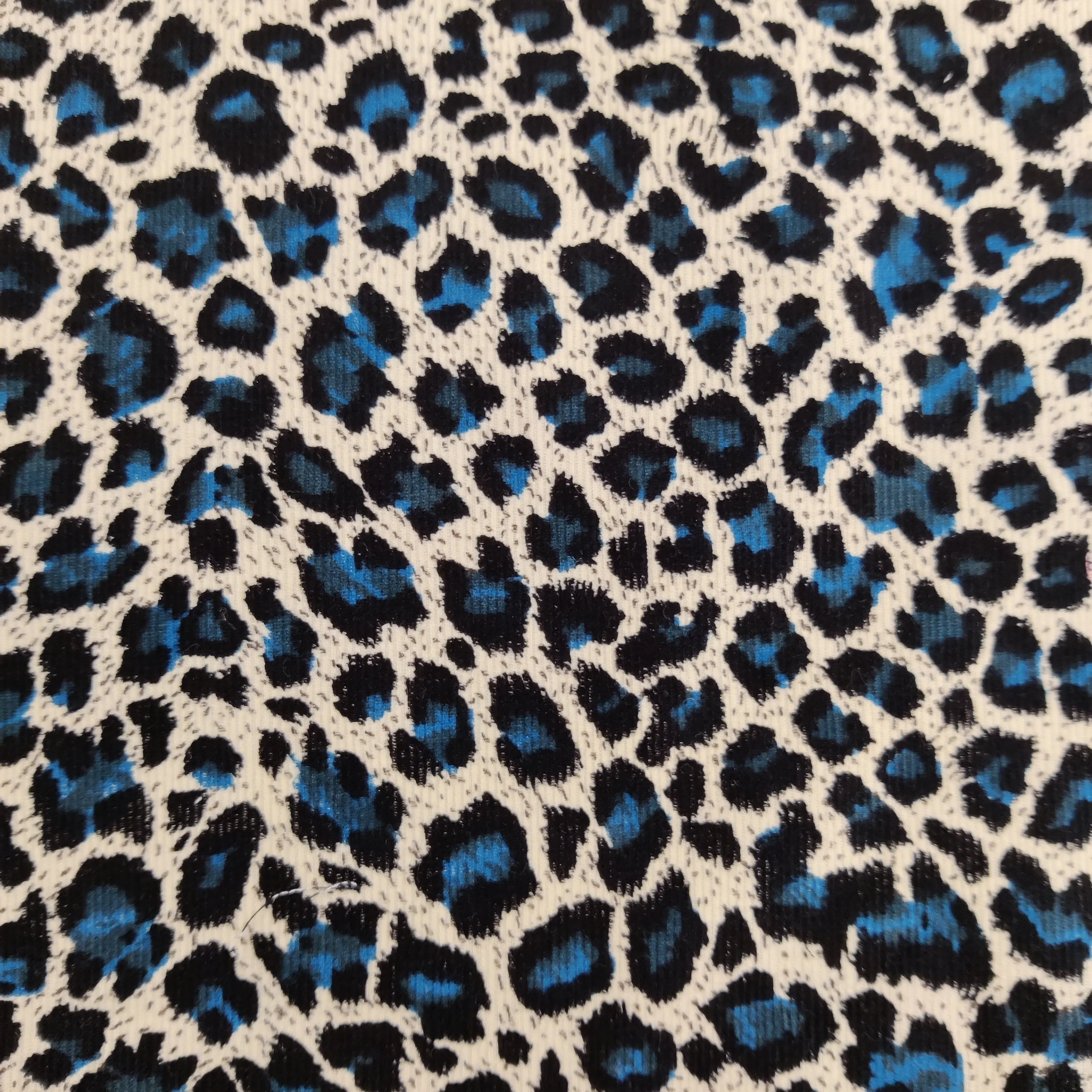 FS812_3 Leopard Spots Cord Cotton Fabric Turquoise