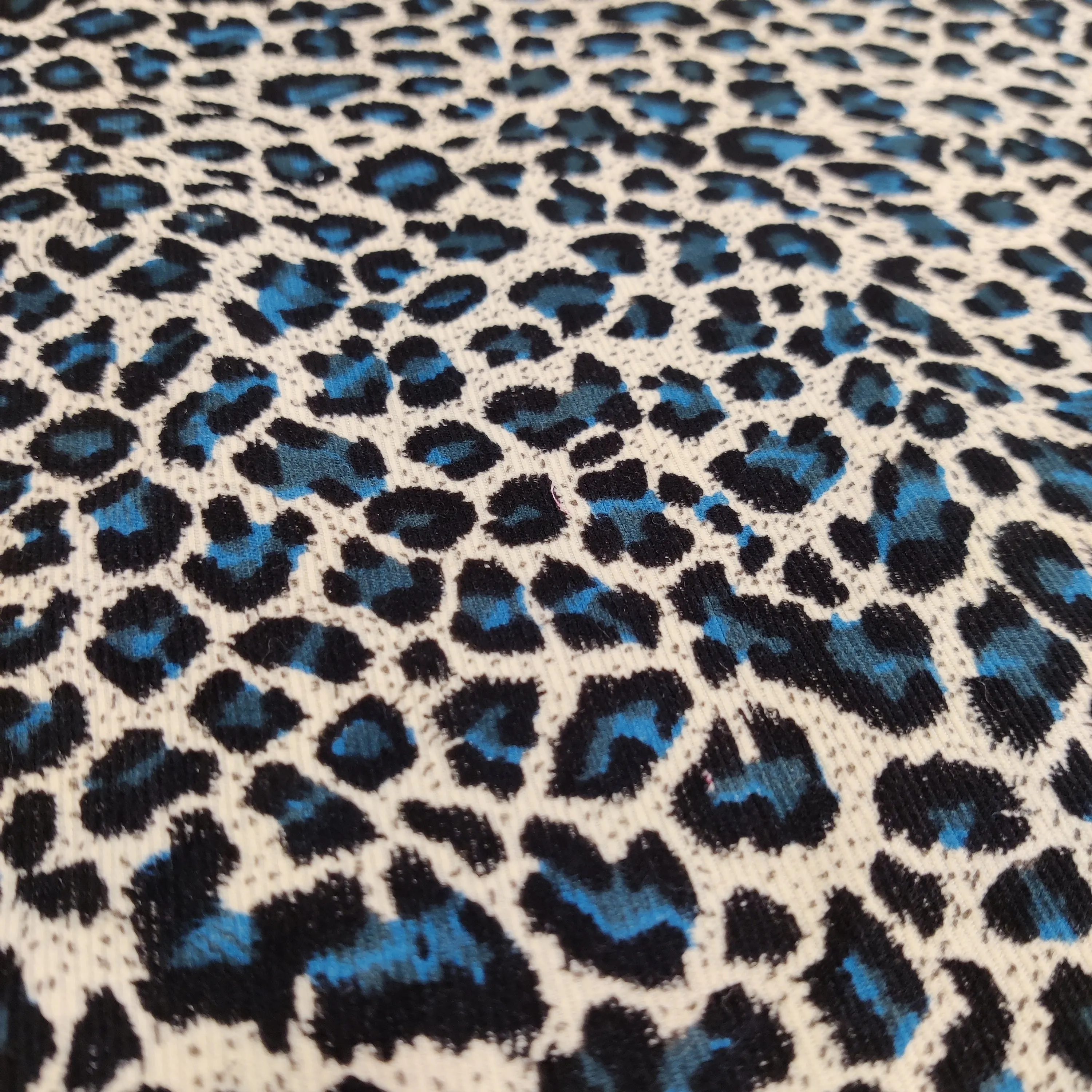 FS812_3 Leopard Spots Cord Cotton Fabric Turquoise