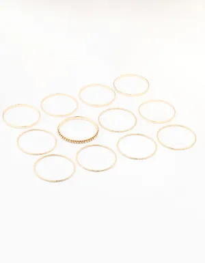 Gold Bangle Bracelets 12-Pack