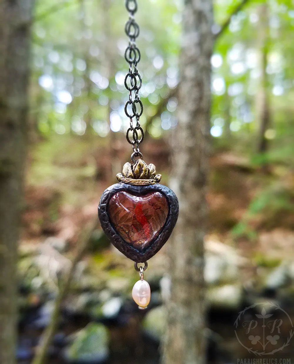 Golden Bird & Butterfly Sacred Heart ~ Pictorial Shrine Amulet