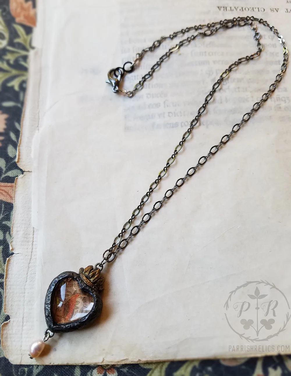 Golden Bird & Butterfly Sacred Heart ~ Pictorial Shrine Amulet