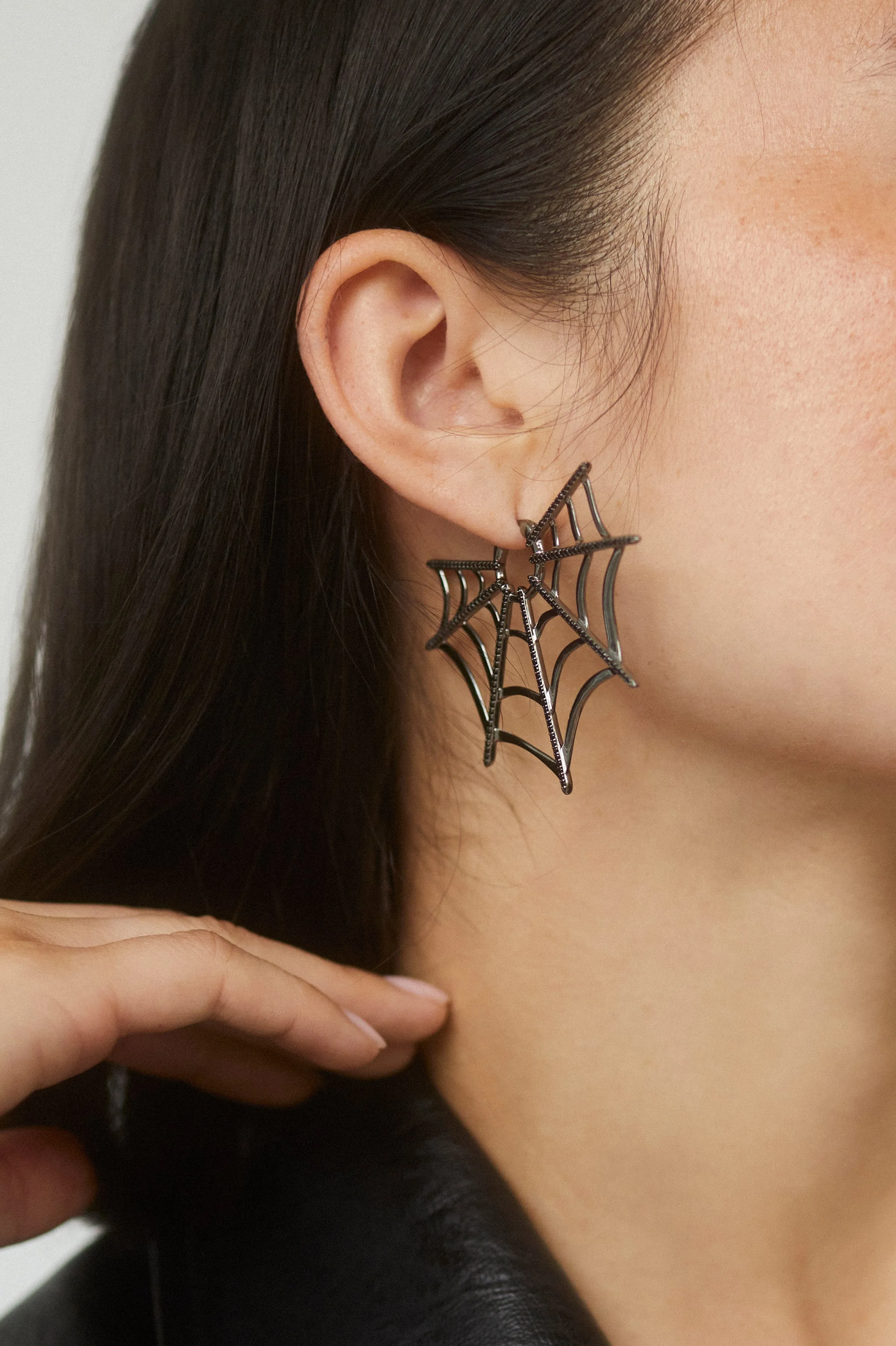 HAUNT COUTURE WEB HOOP EARRINGS
