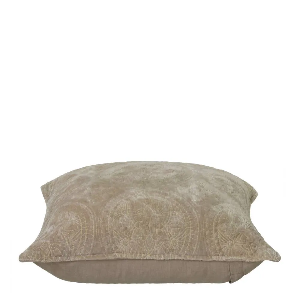 Hilton Velvet Cushion, Sandstone- 50x50cm