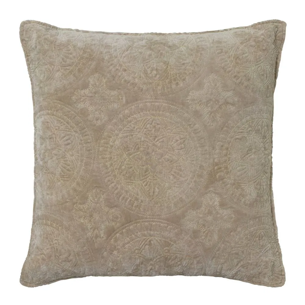 Hilton Velvet Cushion, Sandstone- 50x50cm
