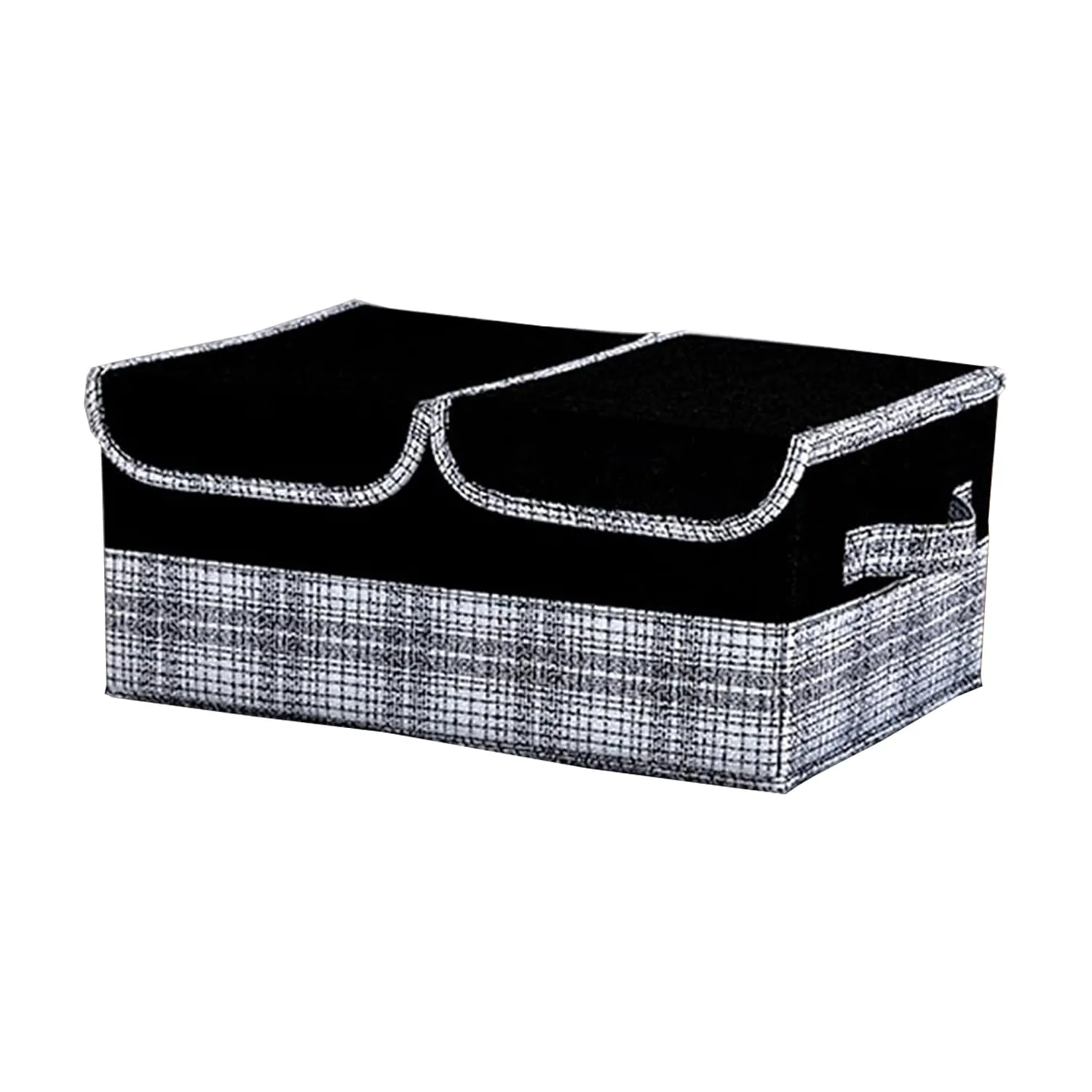 Homestic Foldable Storage Basket With Double Lid | Closet Organizer With Handle | Clothes Organizer for Wardrobe | Versatile Storage Basket For Toys-Clothes-Papers-Books-Makeups | Black