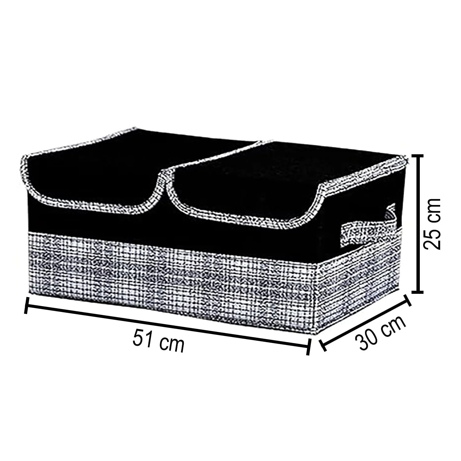 Homestic Foldable Storage Basket With Double Lid | Closet Organizer With Handle | Clothes Organizer for Wardrobe | Versatile Storage Basket For Toys-Clothes-Papers-Books-Makeups | Black