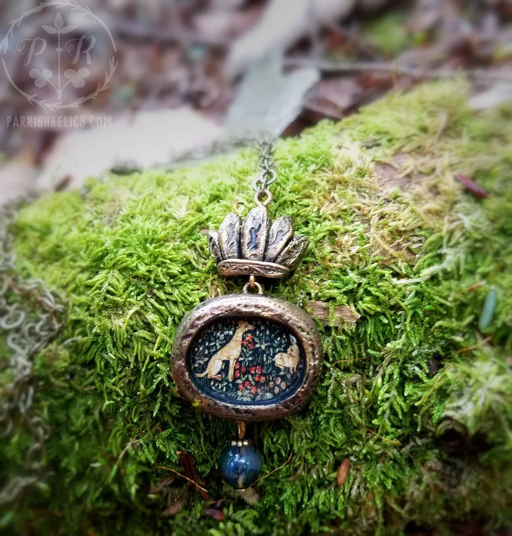 Hound & Hare ~ Crowned Tapestry Amulet