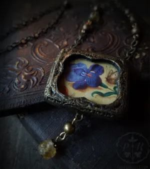 Iris, Moth, Snail. Illuminated ~ Pictorial Shrine Amulet