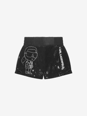 Karl Lagerfeld Girls Sequin Shorts in Black