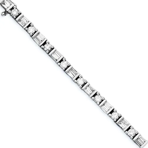 KATARINA 2 cttw Round and Baguette Cut Diamond Tennis Bracelet