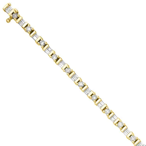 KATARINA 2 cttw Round and Baguette Cut Diamond Tennis Bracelet
