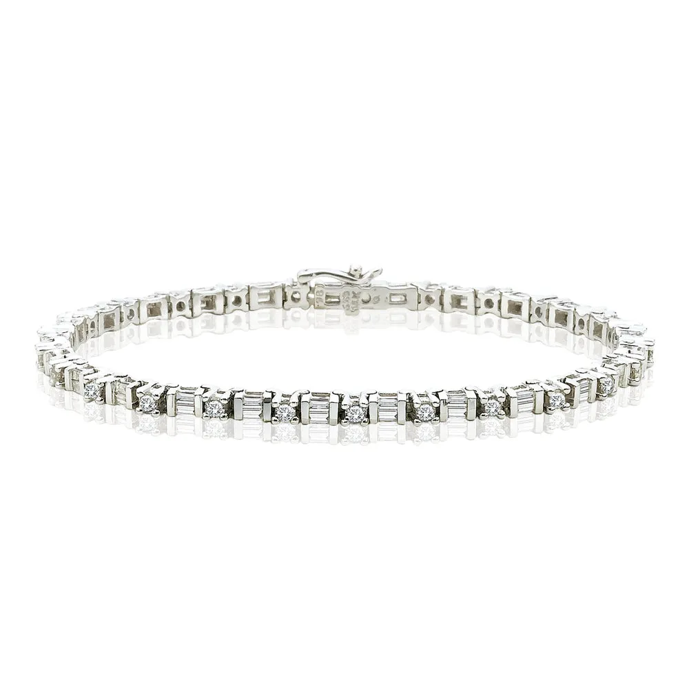 KATARINA 2 cttw Round and Baguette Cut Diamond Tennis Bracelet