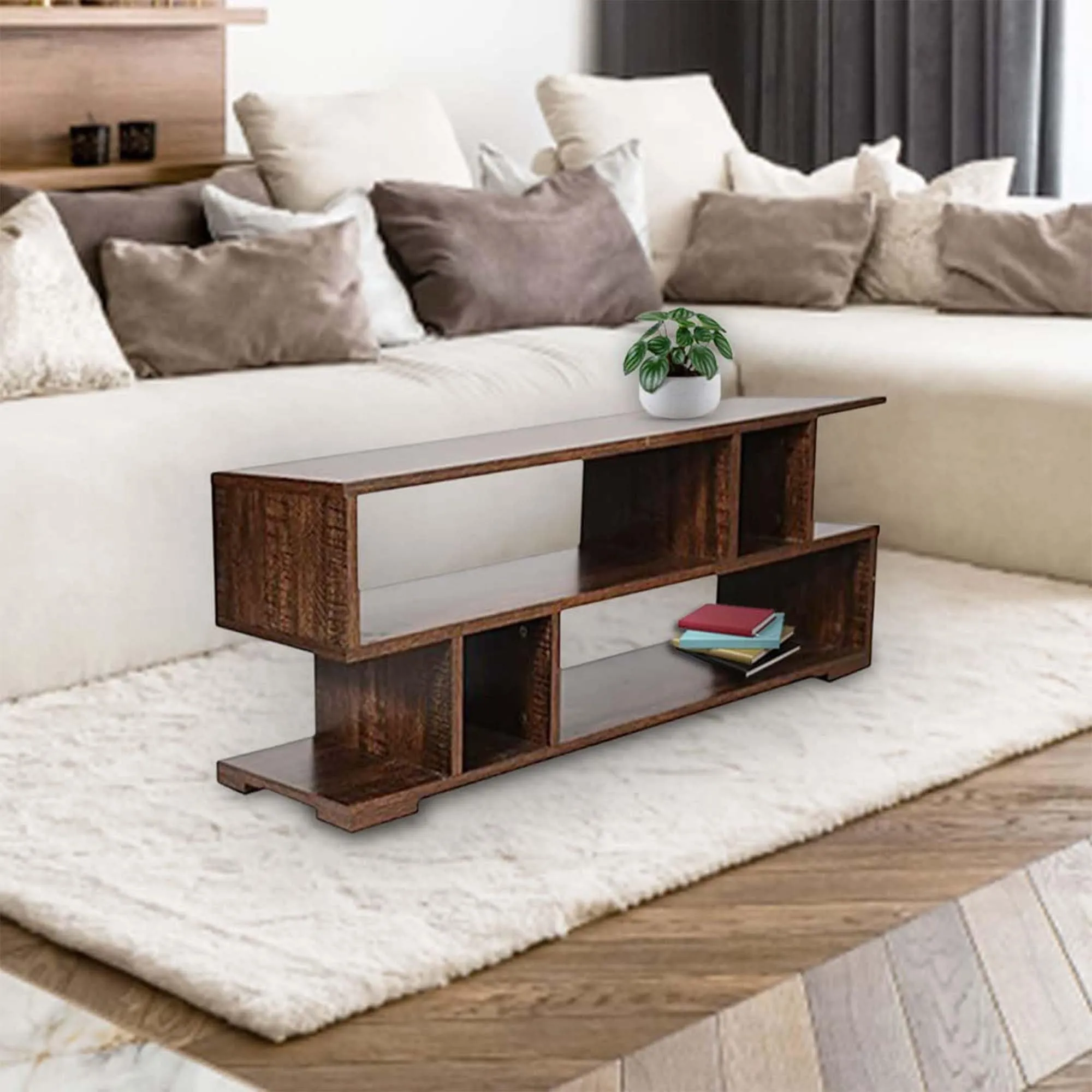 Kuber Industries Matte Finish ‎Wooden Center Table for Living Room | Wood Coffee Table for Living Room, Bedroom & Office with Storage | Brown