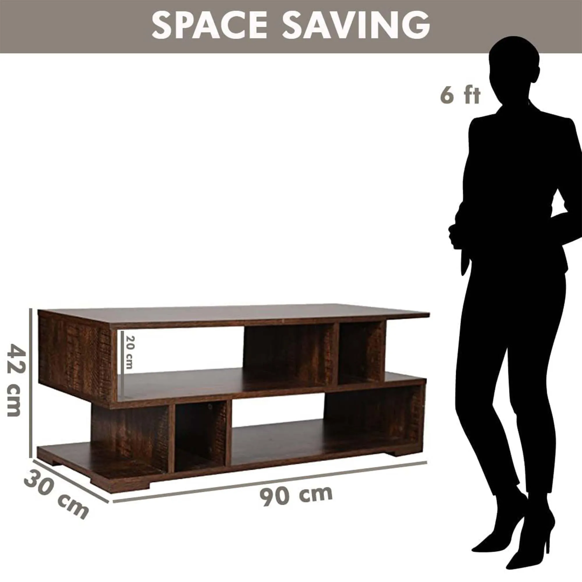 Kuber Industries Matte Finish ‎Wooden Center Table for Living Room | Wood Coffee Table for Living Room, Bedroom & Office with Storage | Brown