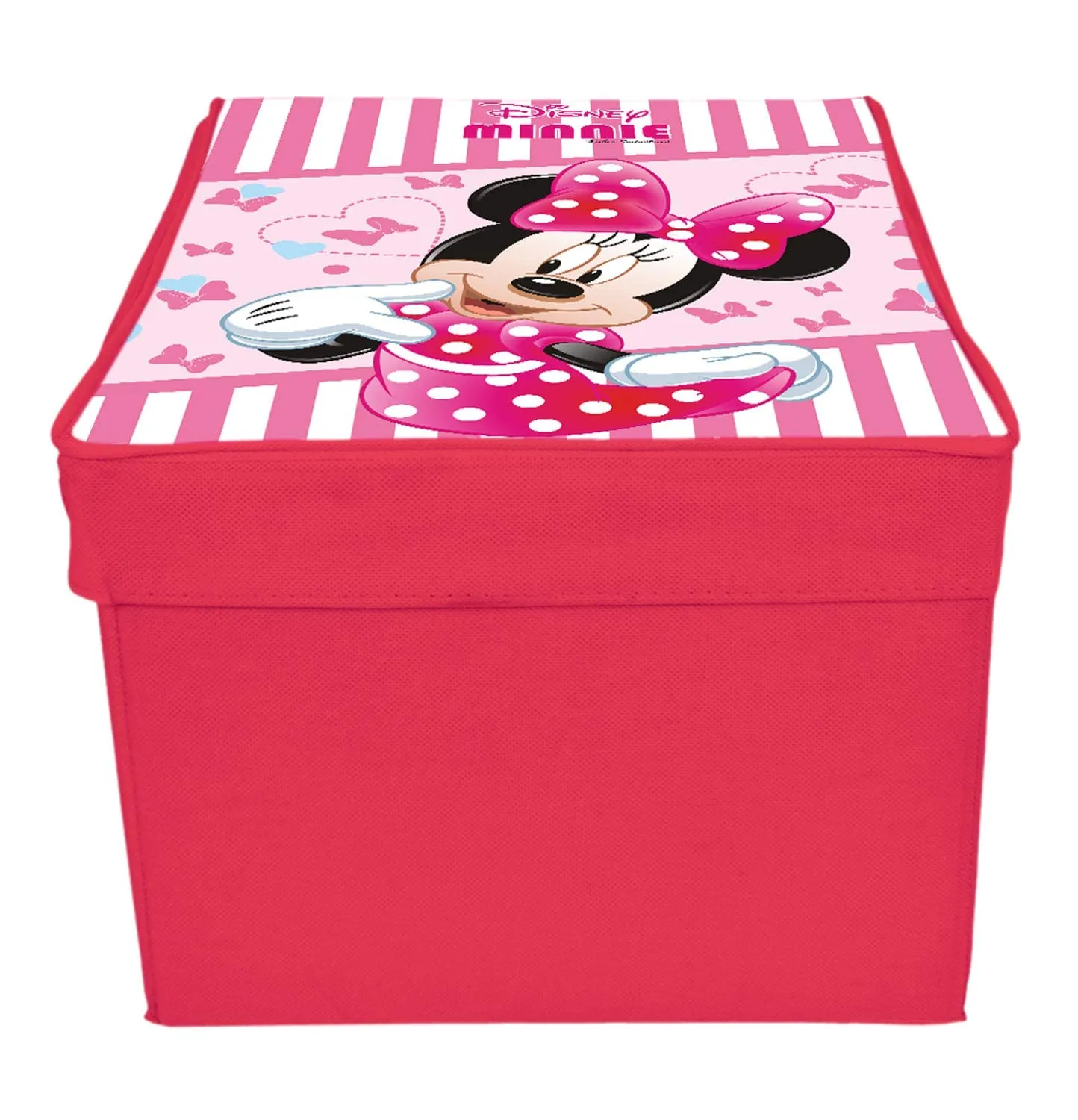 Kuber Industries Minnie Printed Multi-Utility Organizer, Storage box, Closet For Clothes, Toys With Lid (Pink)-HS43KUBMART26201