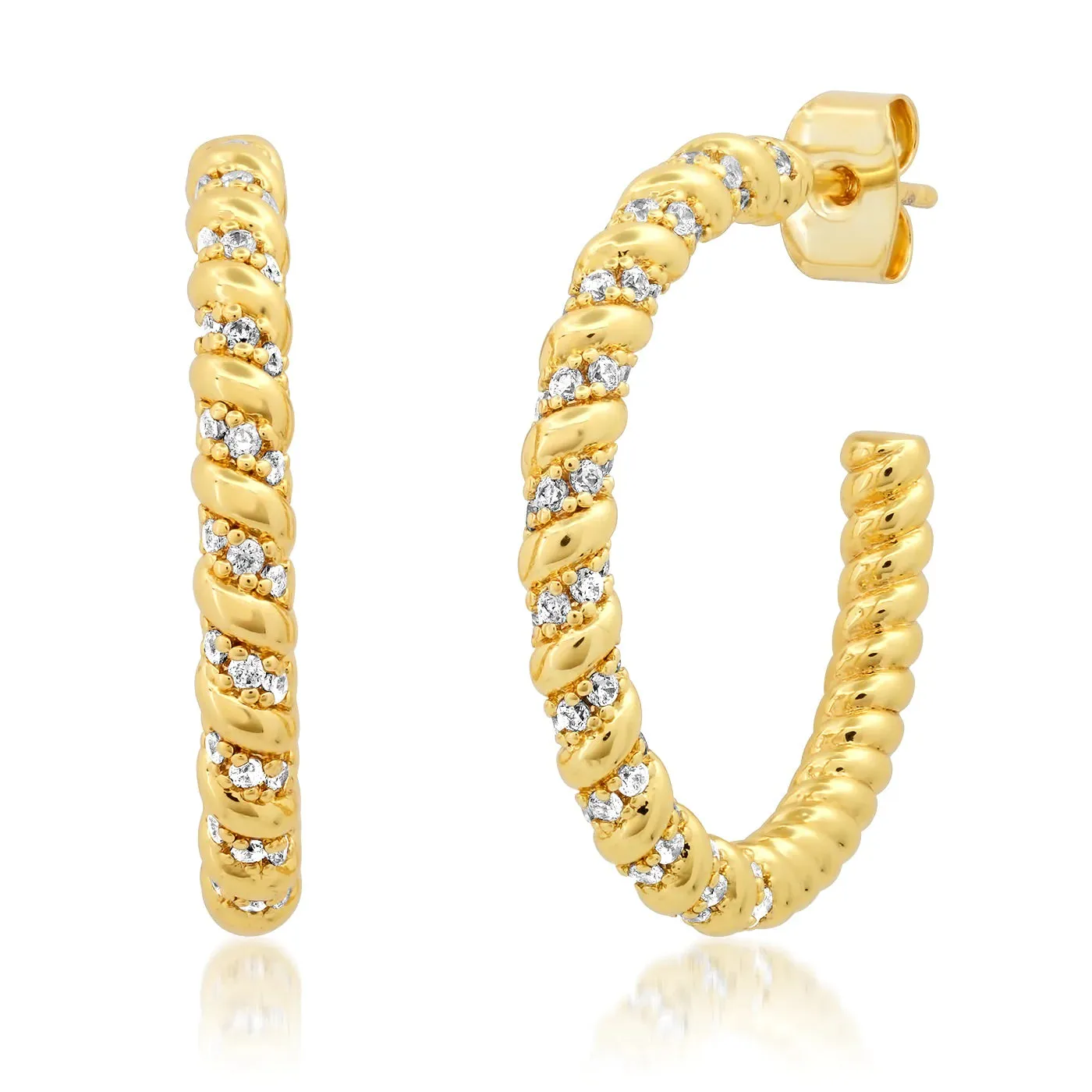 Large Pave CZ Twist Hoops