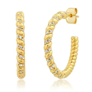 Large Pave CZ Twist Hoops